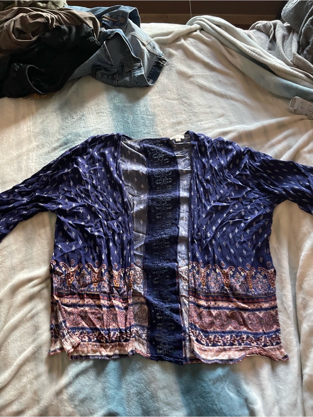 Ultra Flirt Navy and Light Pink Printed Top